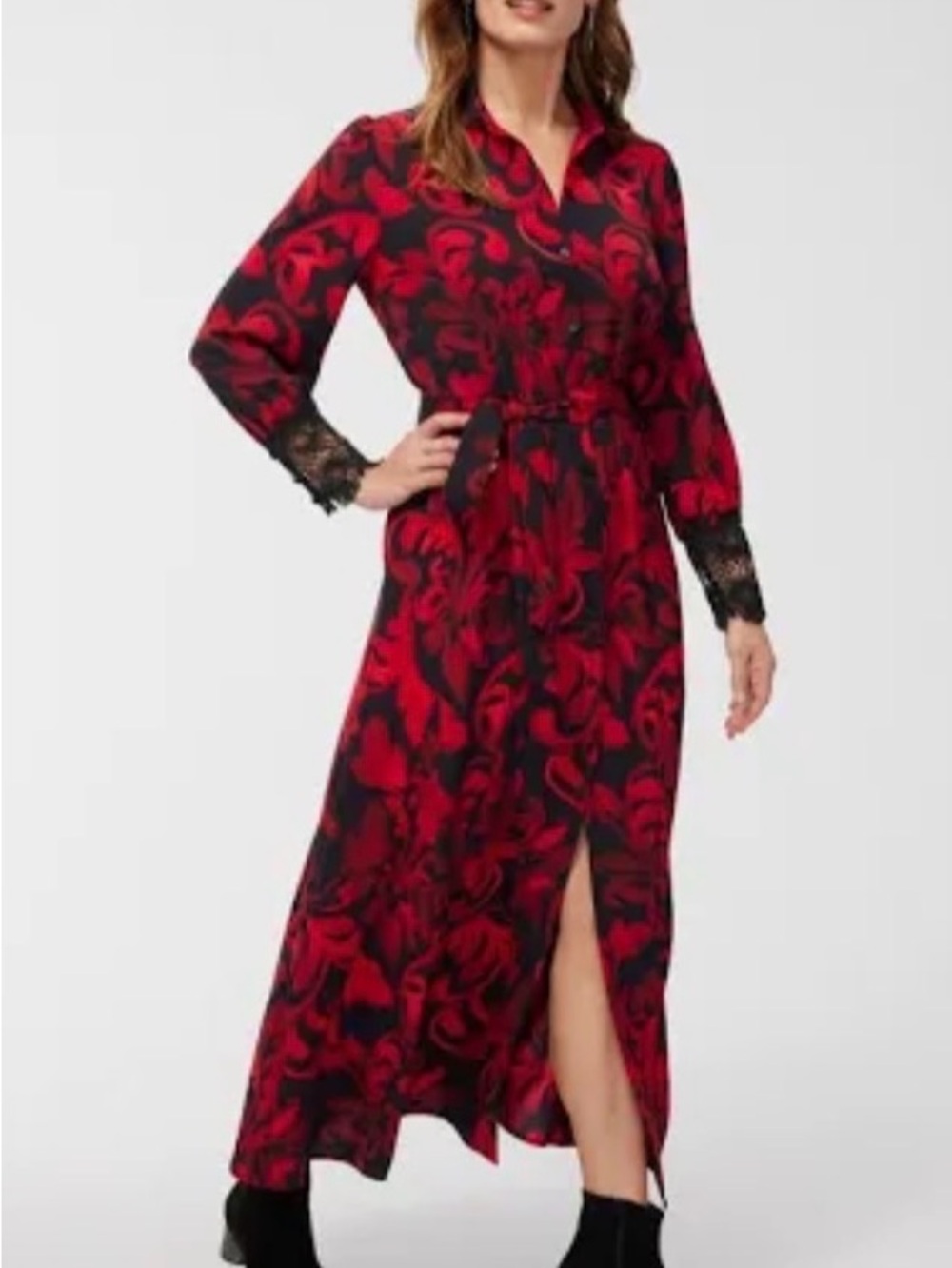 Chico's Red and Black Floral Maxi Dress